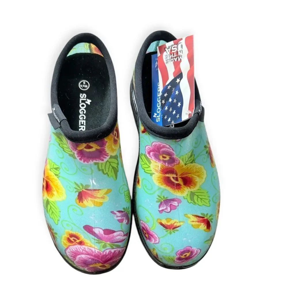 Sloggers Teal, Orange & Rose Floral Clogs
